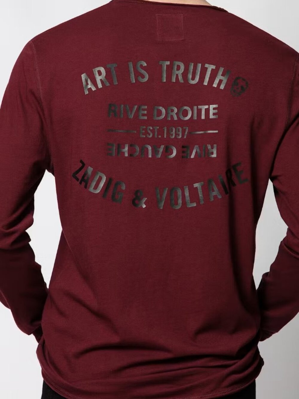 Zadig & Voltaire Monastir Blason Burgundy Long Sleeve T-Shirt - XL
